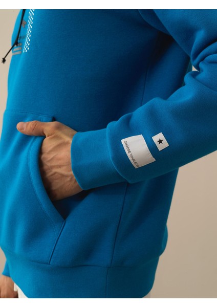 Erkek Mavi Pamuk Dokulu Regular Fit Sweatshirt modelleri