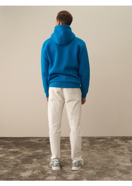 Erkek Mavi Pamuk Dokulu Regular Fit Sweatshirt indirimleri