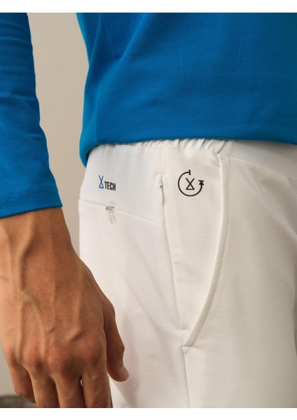 Erkek Kırık Beyaz Pamuk Dokulu Slim Fit Sweat Pantolon modelleri
