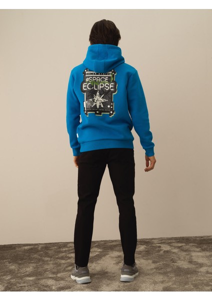 Erkek Mavi Pamuk Dokulu Regular Fit Sweatshirt indirimleri