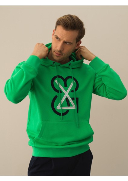 Erkek Yeşil Pamuk Dokulu Regular Fit Sweatshirt fiyatları