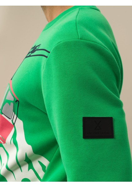 Erkek Yeşil Pamuk Dokulu Regular Fit Sweatshirt modelleri