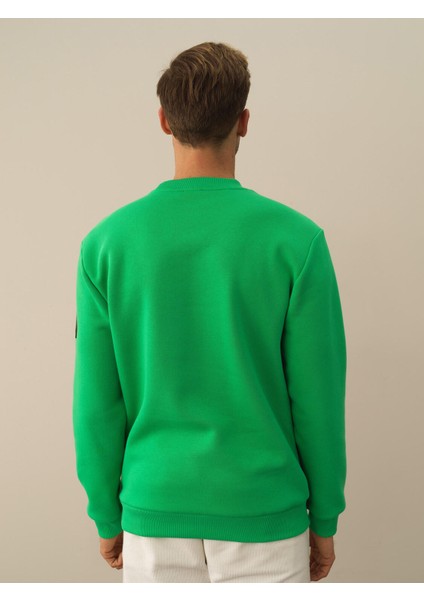 Erkek Yeşil Pamuk Dokulu Regular Fit Sweatshirt indirimleri