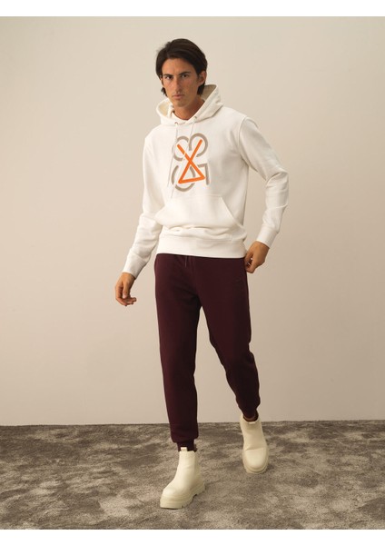 Erkek Ekru Pamuk Dokulu Regular Fit Sweatshirt