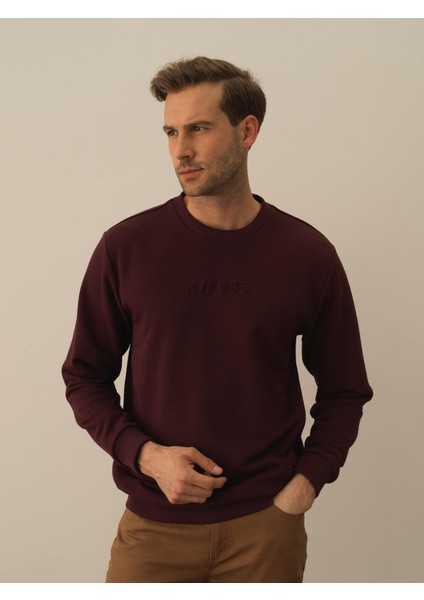Erkek Bordo Pamuk Dokulu Regular Fit Sweatshirt fiyatları