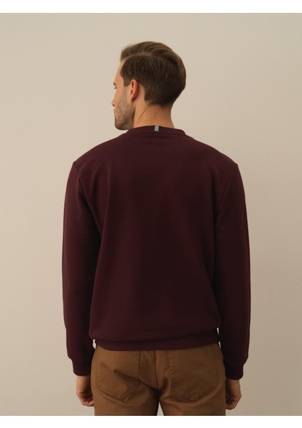 Erkek Bordo Pamuk Dokulu Regular Fit Sweatshirt modelleri