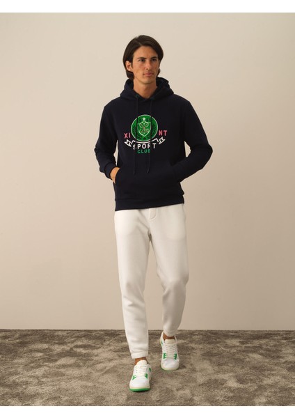 Erkek Lacivert Pamuk Dokulu Regular Fit Sweatshirt