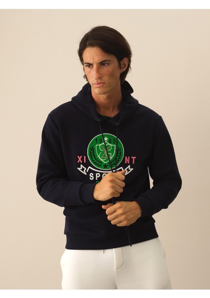 Erkek Lacivert Pamuk Dokulu Regular Fit Sweatshirt fiyatları