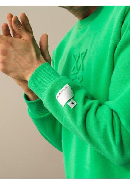 Erkek Yeşil Pamuk Dokulu Regular Fit Sweatshirt fiyatları