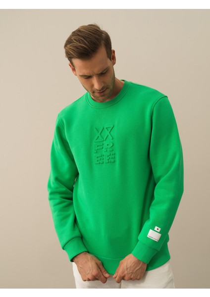 Erkek Yeşil Pamuk Dokulu Regular Fit Sweatshirt modelleri