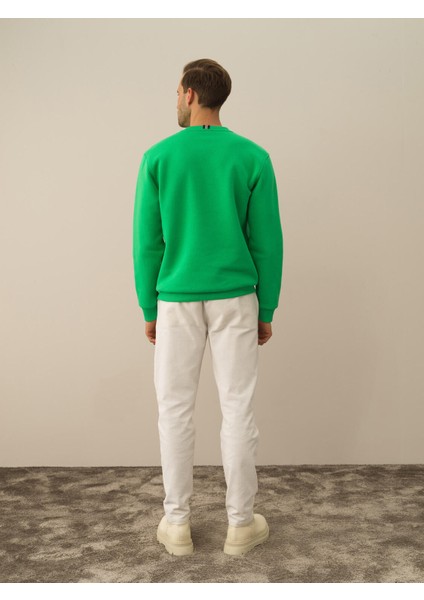 Erkek Yeşil Pamuk Dokulu Regular Fit Sweatshirt indirimleri