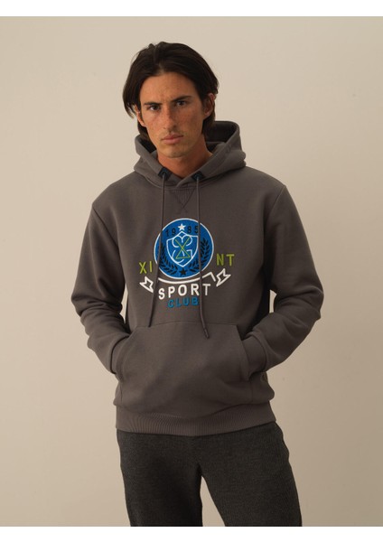 Erkek Koyu Gri Pamuk Dokulu Regular Fit Sweatshirt fiyatları