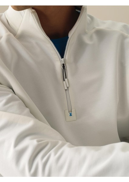 Erkek Kırık Beyaz Pamuk Dokulu Regular Fit Sweatshirt modelleri