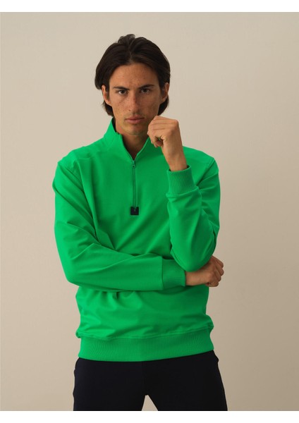 Erkek Yeşil Pamuk Dokulu Regular Fit Sweatshirt fiyatları