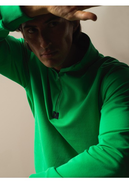 Erkek Yeşil Pamuk Dokulu Regular Fit Sweatshirt modelleri