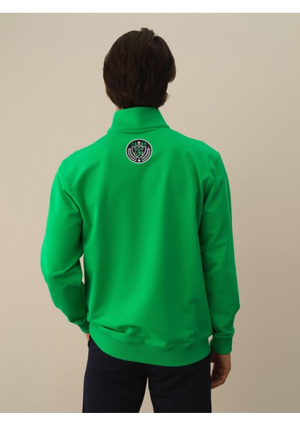 Erkek Yeşil Pamuk Dokulu Regular Fit Sweatshirt fırsatları