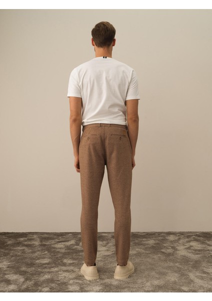 Erkek Camel Doğal Yün Dokulu Slim Fit Jogger Pantolon indirimleri