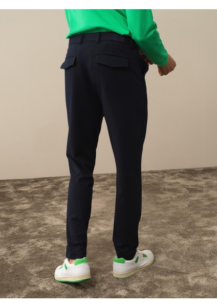 Erkek Lacivert Pamuk Dokulu Slim Fit Jogger Pantolon modelleri