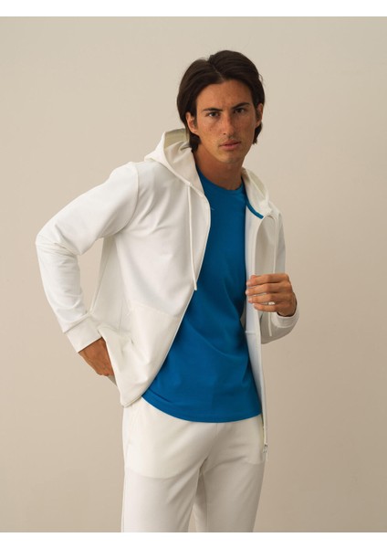 Erkek Kırık Beyaz Pamuk Dokulu Slim Fit Sweatmont fiyatları