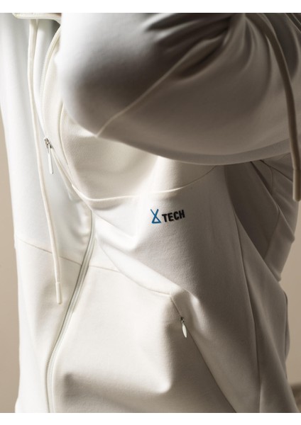 Erkek Kırık Beyaz Pamuk Dokulu Slim Fit Sweatmont modelleri