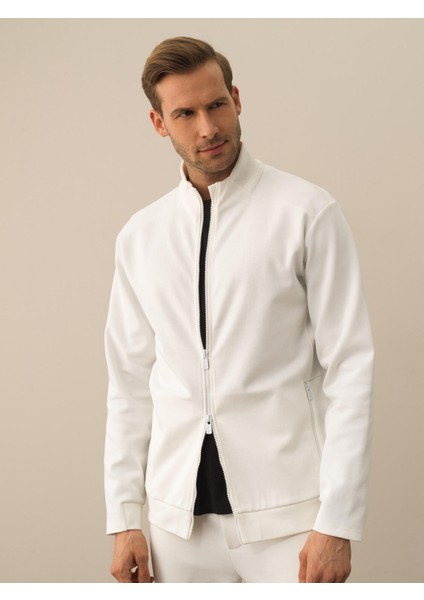 Erkek Kırık Beyaz Pamuk Dokulu Regular Fit Sweatmont fiyatları