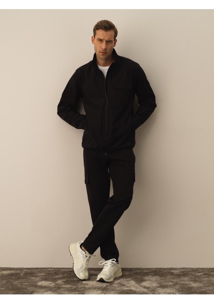 Erkek Siyah Pamuk Dokulu Regular Fit Sweatmont