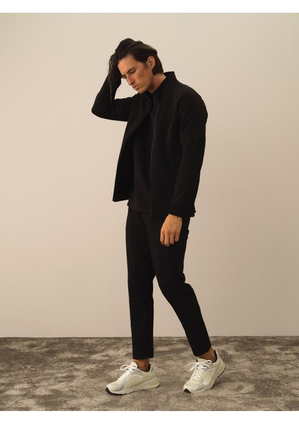 Erkek Siyah Pamuk Dokulu Slim Fit Sweatmont modelleri