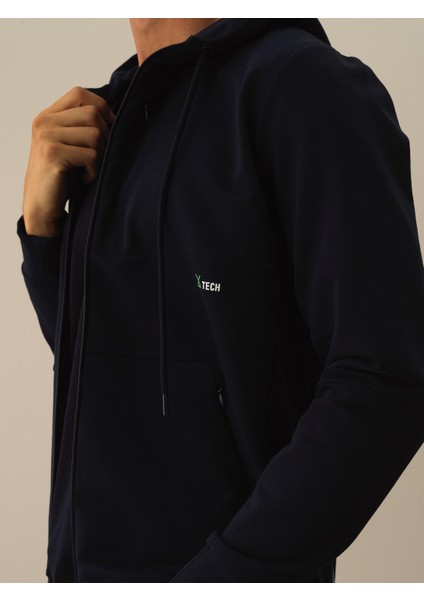 Erkek Lacivert Pamuk Dokulu Slim Fit Sweatmont modelleri