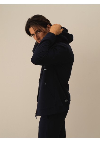 Erkek Lacivert Pamuk Dokulu Slim Fit Sweatmont fırsatları