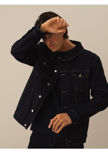 Erkek Lacivert Pamuk Dokulu Regular Fit Ceket modelleri