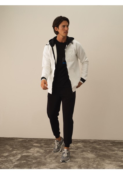 Erkek Kırık Beyaz Pamuk Dokulu Regular Fit Sweatmont