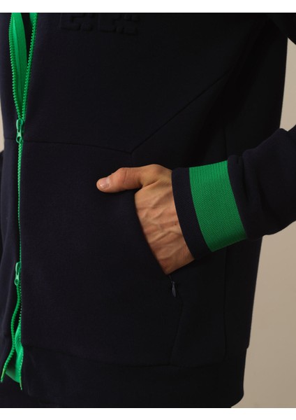 Erkek Lacivert Pamuk Dokulu Regular Fit Sweatmont modelleri