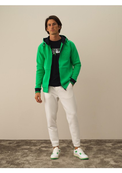 Erkek Yeşil Pamuk Dokulu Regular Fit Sweatmont