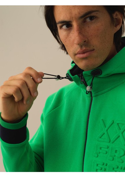 Erkek Yeşil Pamuk Dokulu Regular Fit Sweatmont modelleri