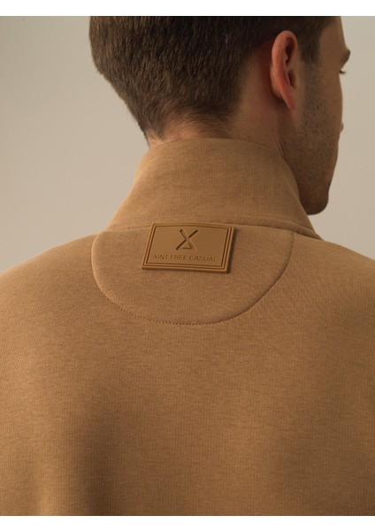 Erkek Camel Pamuk Dokulu Regular Fit Sweatmont modelleri