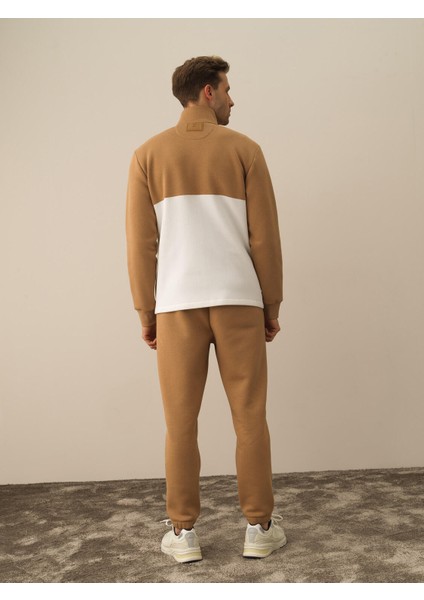 Erkek Camel Pamuk Dokulu Regular Fit Sweatmont indirimleri