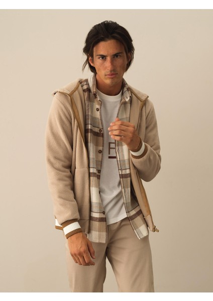 Erkek Bej Pamuk Dokulu Regular Fit Sweatmont fiyatları