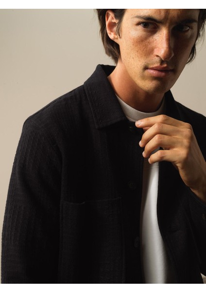 Erkek Siyah Pamuk Dokulu Regular Fit Ceket modelleri