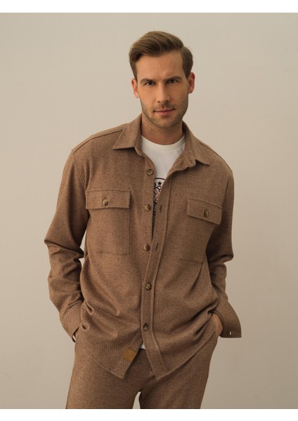 Erkek Camel Doğal Yün Dokulu Regular Fit Gömlek Ceket fiyatları