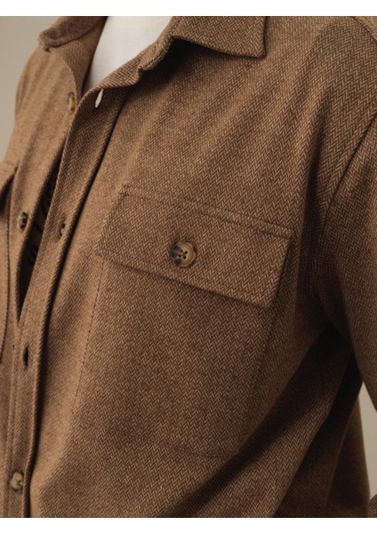 Erkek Camel Doğal Yün Dokulu Regular Fit Gömlek Ceket modelleri