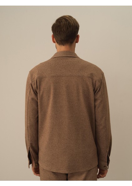 Erkek Camel Doğal Yün Dokulu Regular Fit Gömlek Ceket fırsatları