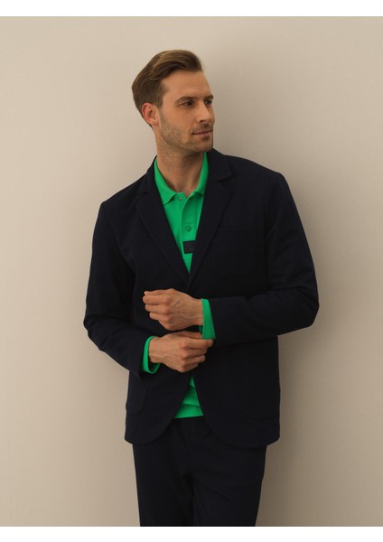 Erkek Lacivert Pamuk Dokulu Regular Fit Ceket fiyatları