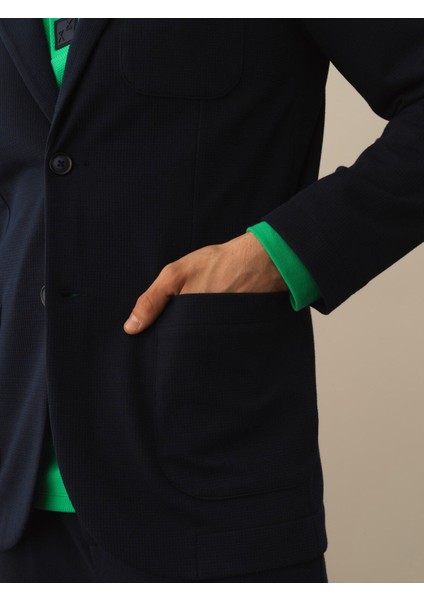 Erkek Lacivert Pamuk Dokulu Regular Fit Ceket fırsatları