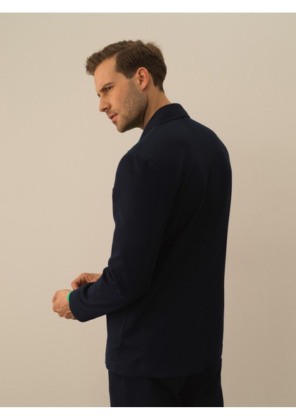 Erkek Lacivert Pamuk Dokulu Regular Fit Ceket indirimleri