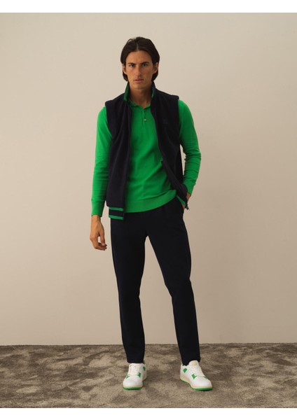 Erkek Lacivert Pamuk Dokulu Regular Fit Yelek