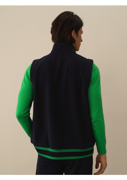 Erkek Lacivert Pamuk Dokulu Regular Fit Yelek fırsatları