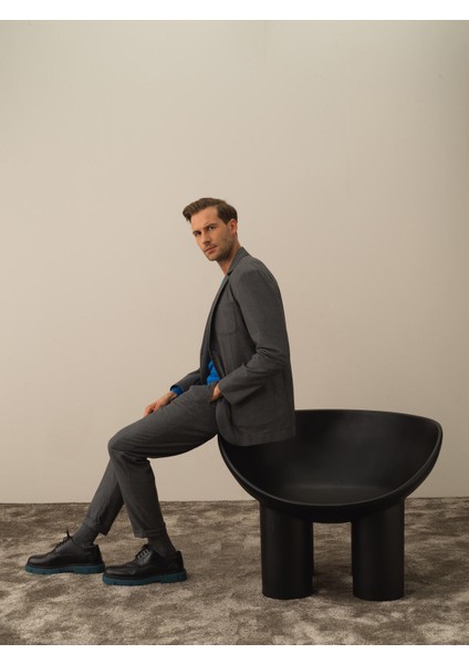 Erkek Koyu Gri Dokulu Esnek Dokulu Regular Fit Ceket modelleri