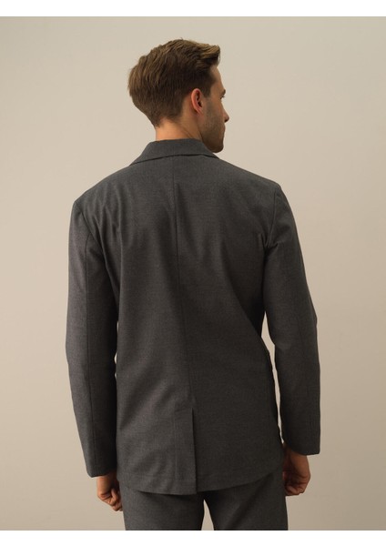 Erkek Koyu Gri Dokulu Esnek Dokulu Regular Fit Ceket indirimleri