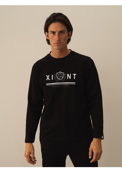 Erkek Siyah Pamuk Dokulu Regular Fit Uzun Kollu Tişört fiyatları