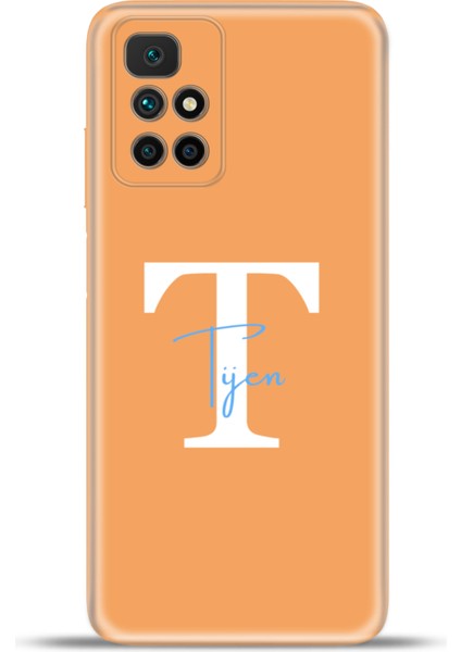 Xiaomi Redmi 10 2022 Kılıf Silikon Esnek Kamera Koruma Kişiye Özel Isim Harf Zao Turuncu - T
